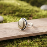 Load image into Gallery viewer, Pyrite Oval Shape Stone Alloy Metal Adjustable Ring