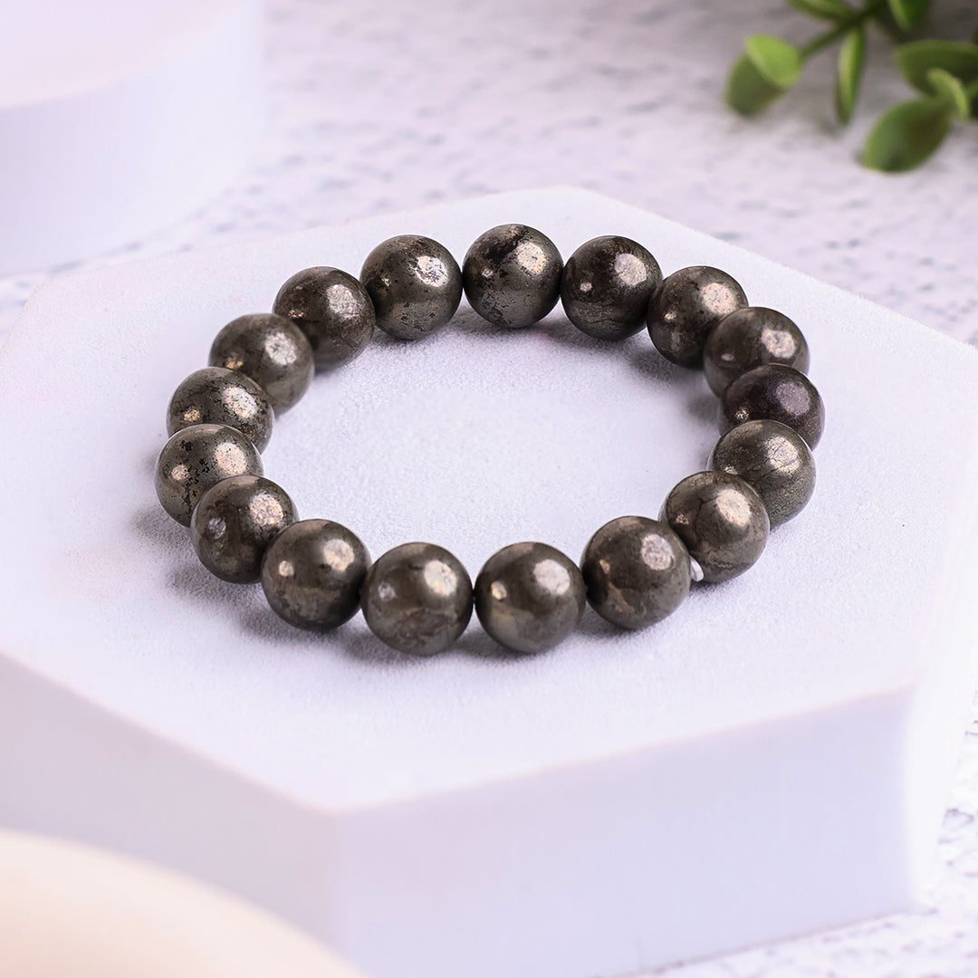 Pyrite Round Beads Bracelet