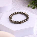 Load image into Gallery viewer, Pyrite Round Beads Bracelet