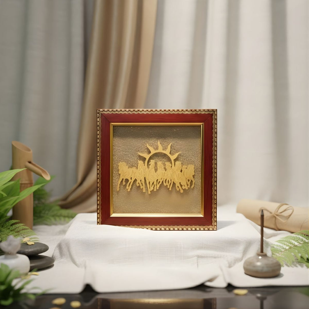 Pyrite 7 Horse Photo Frame -  Pyrite Crystal.