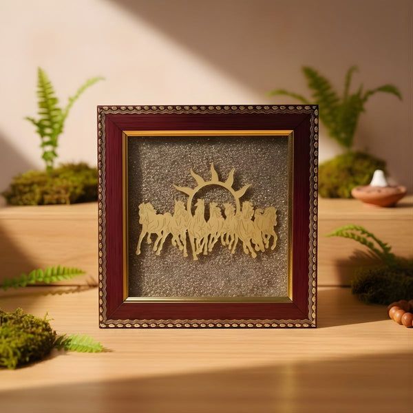 Pyrite 7 Horse Photo Frame -  Pyrite Crystal.