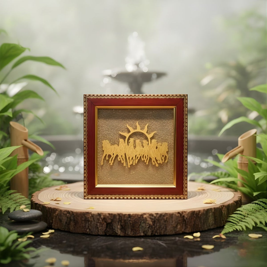 Pyrite 7 Horse Photo Frame -  Pyrite Crystal.