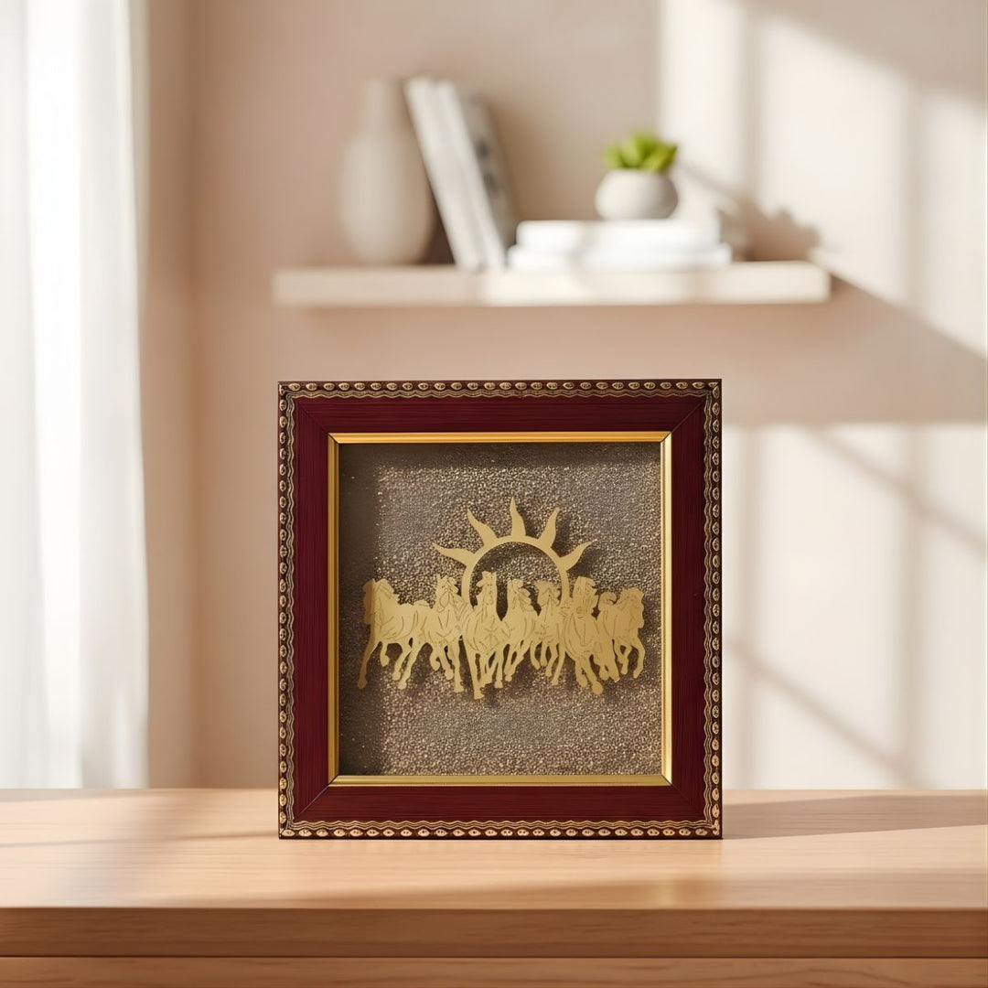 Pyrite 7 Horse Photo Frame -  Pyrite Crystal.