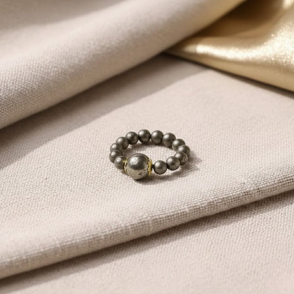 Pyrite Beads Ring -  Pyrite Crystal.