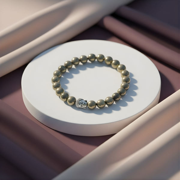 Pyrite Buddha Bracelet -  Pyrite Crystal.