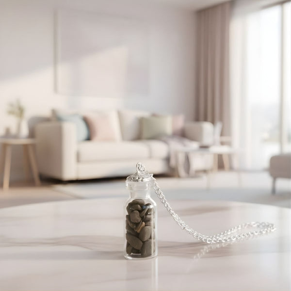 Pyrite Chips Bottle Pendant -  Pyrite Crystal.