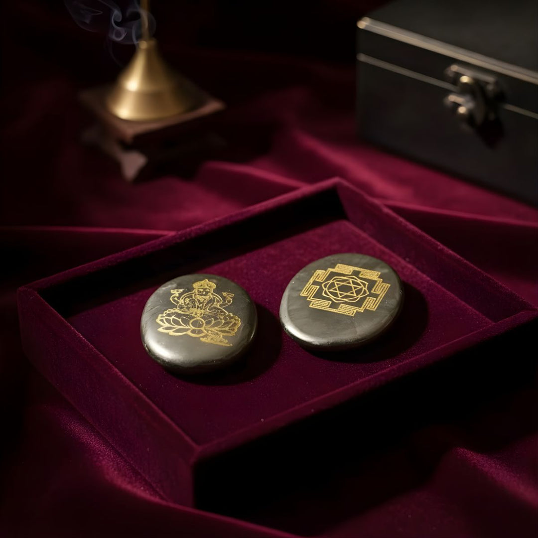 Pyrite Laxmi with Shree Yantra Coin -  Pyrite Crystal.