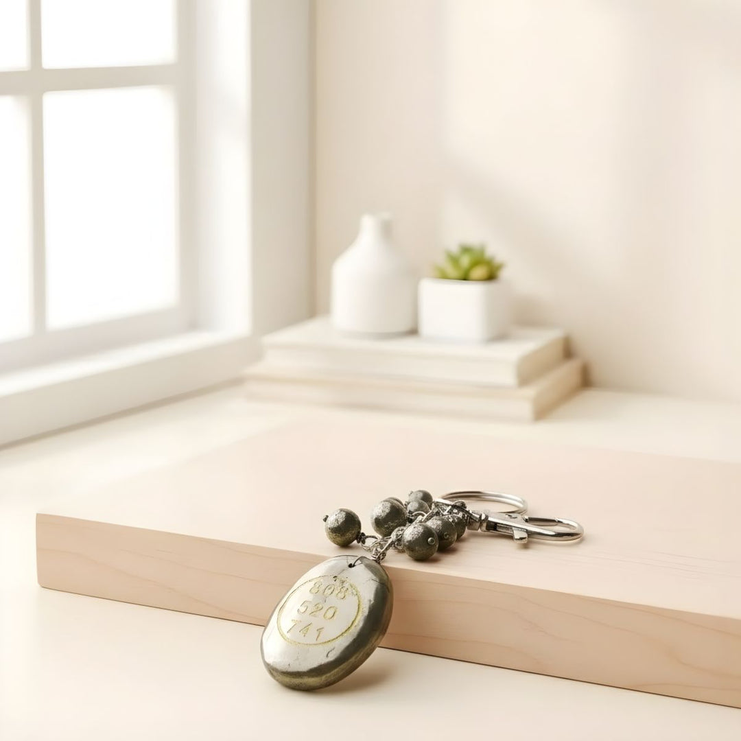 Pyrite Money Switch Zibu Key Chain -  Pyrite Crystal.