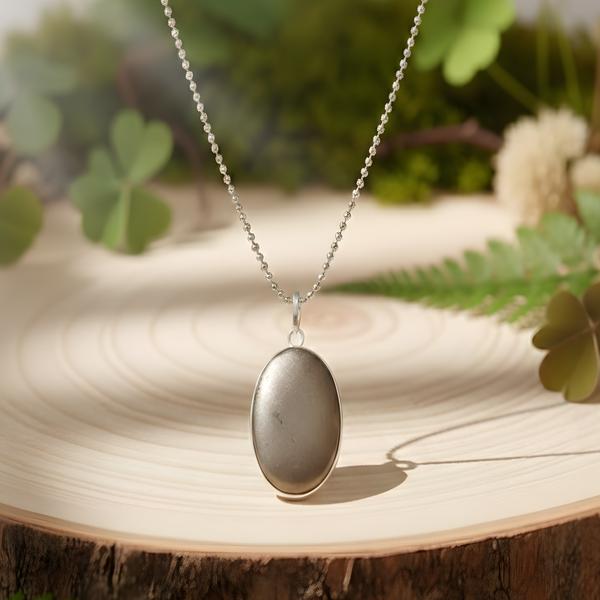 Pyrite Oval Shape Pendant -  Pyrite Crystal.