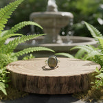 Load image into Gallery viewer, Pyrite Oval Shape Stone Alloy Metal Adjustable Ring