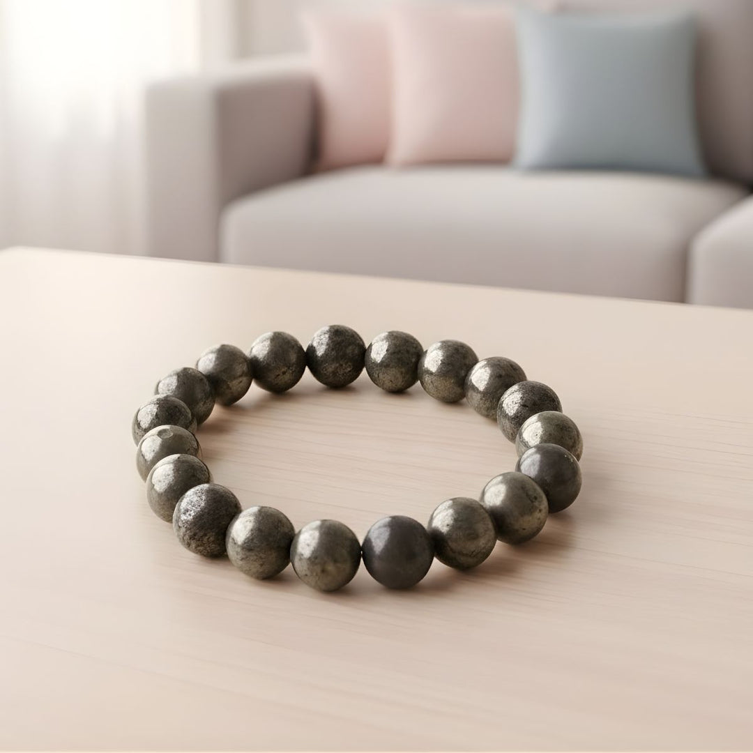 Pyrite Round Beads Bracelet