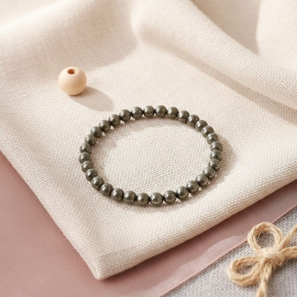 Pyrite Round Beads Bracelet - Pyrite Crystal
