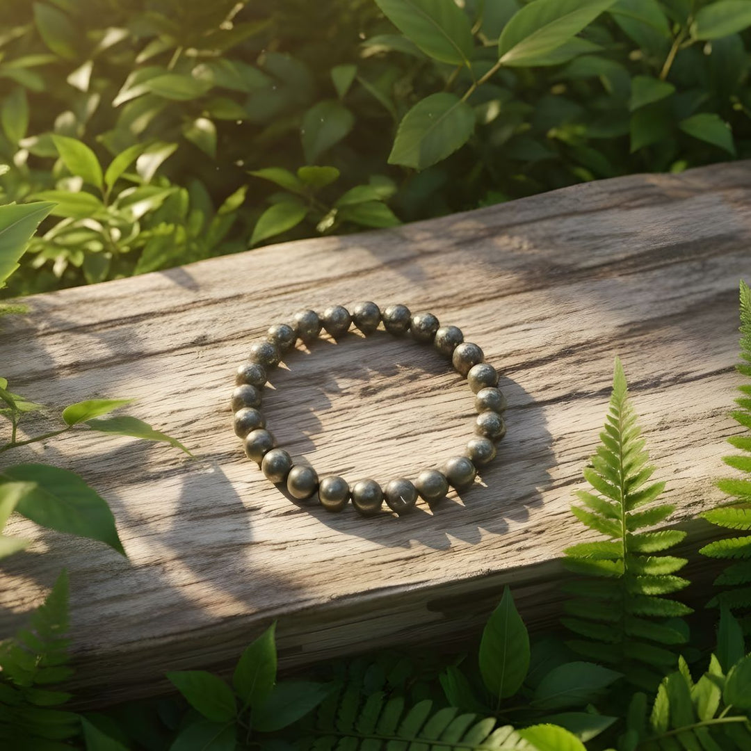 Pyrite Round Beads Bracelet