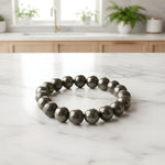 Load image into Gallery viewer, Pyrite Round Beads Bracelet