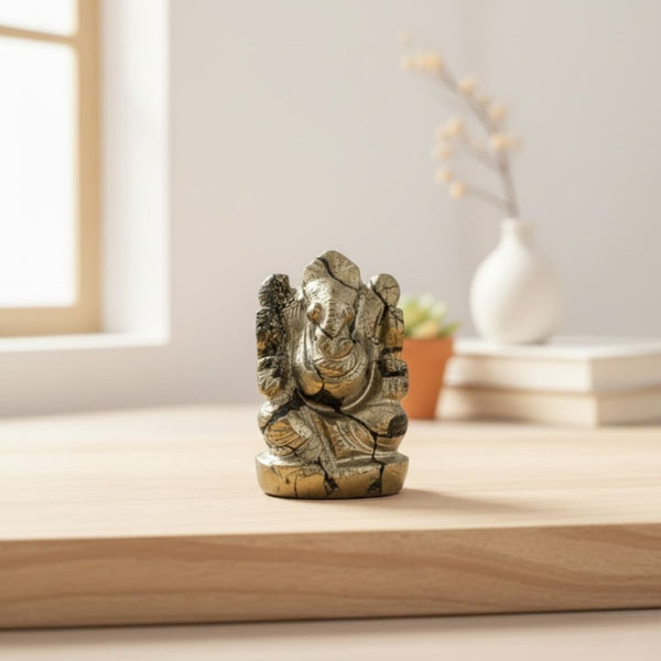 Pyrite Stone Ganesha Murti / Idol -  Pyrite Crystal.