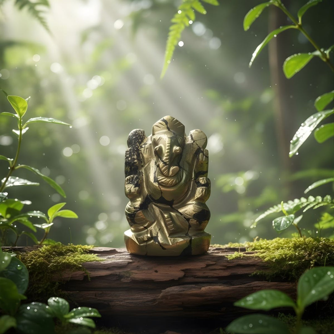 Pyrite Stone Ganesha Murti / Idol -  Pyrite Crystal.