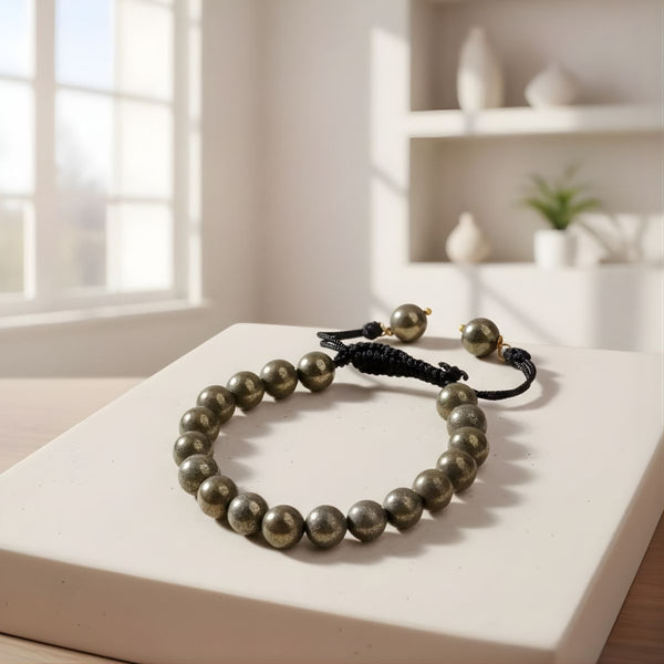 Pyrite Thread Bracelet -  Pyrite Crystal.