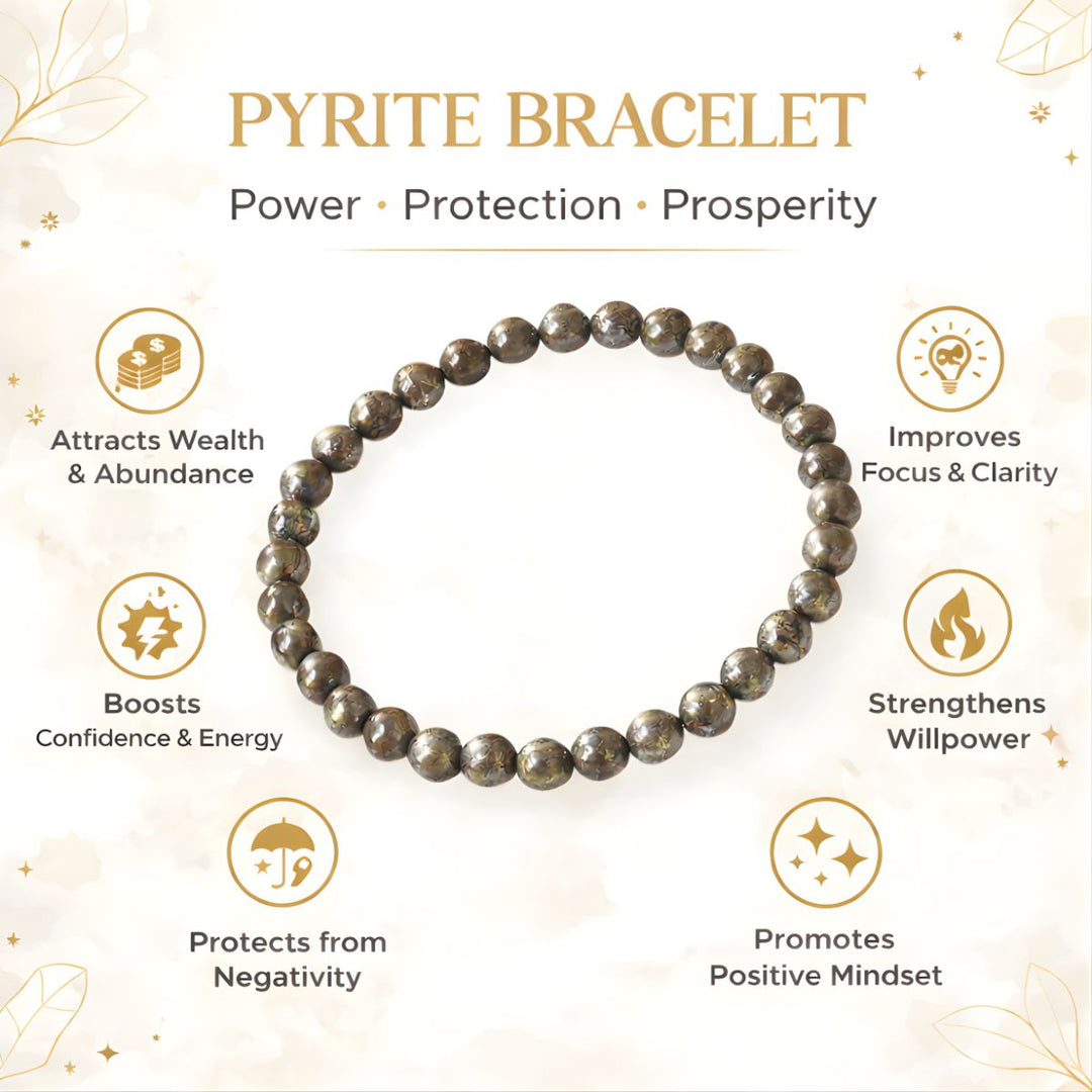 Pyrite Round Beads Bracelet