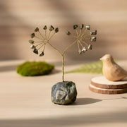 Pyrite Chips Tree With Raw Stone Root
